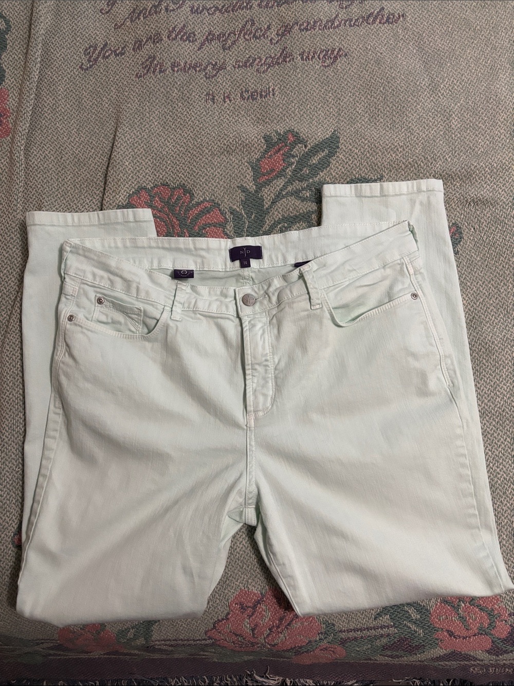N x D Y x J Light Mint Straight-Leg Jeans Size 14 VG